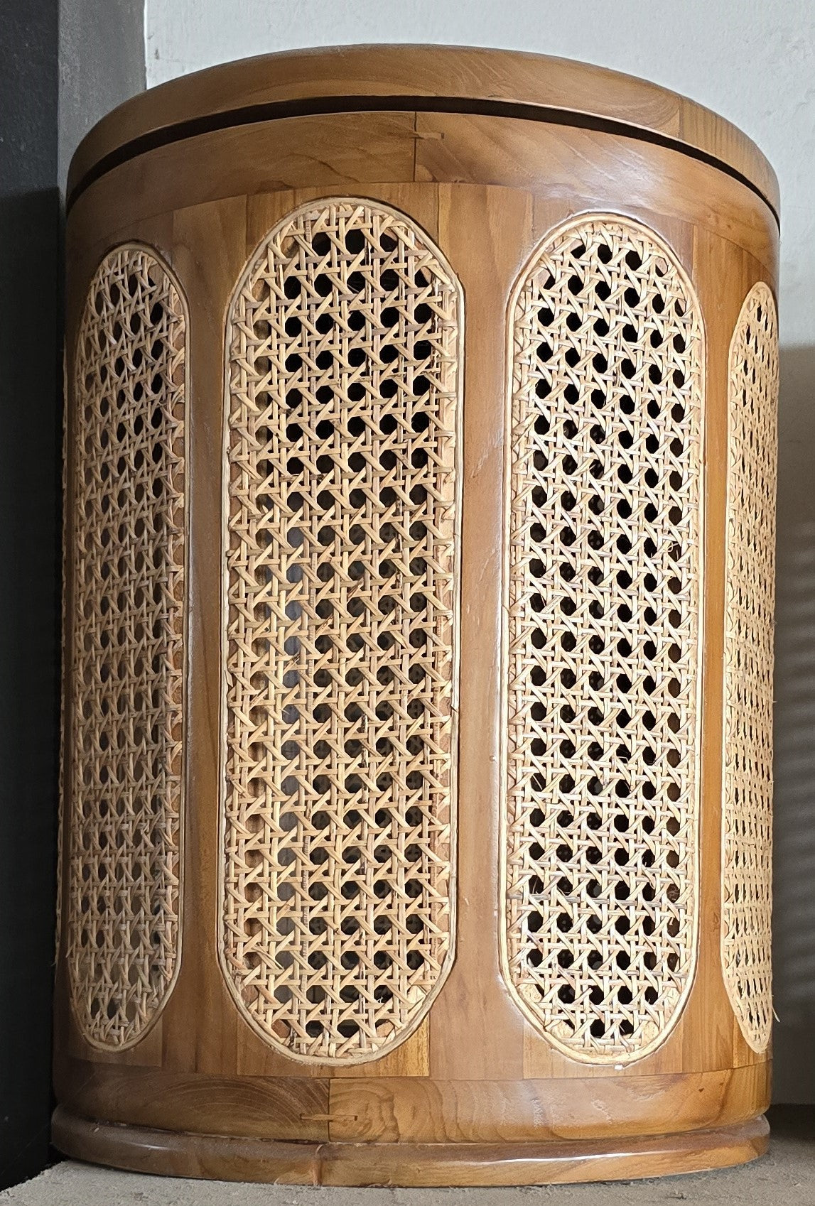 Small Teak & Rattan Basket