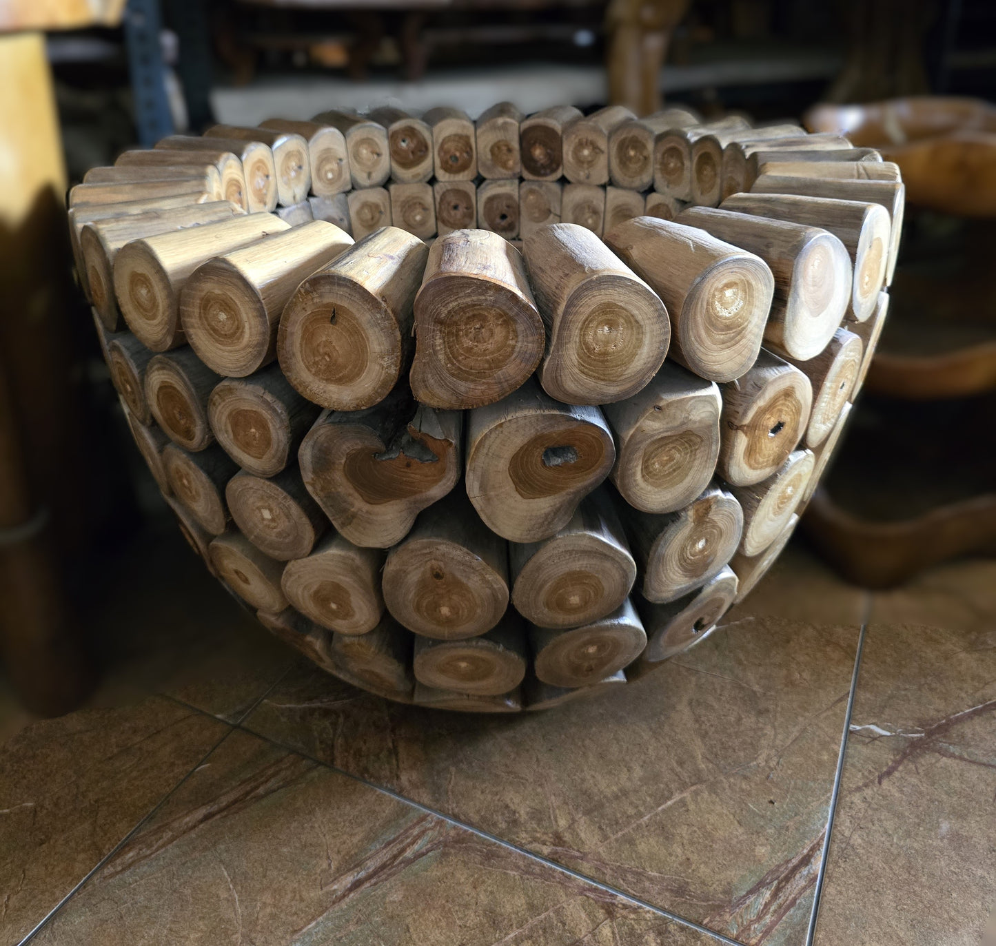 Teak Log Coffee Table