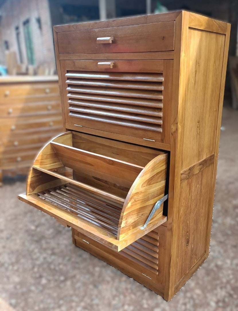 Teak shoe cabinet