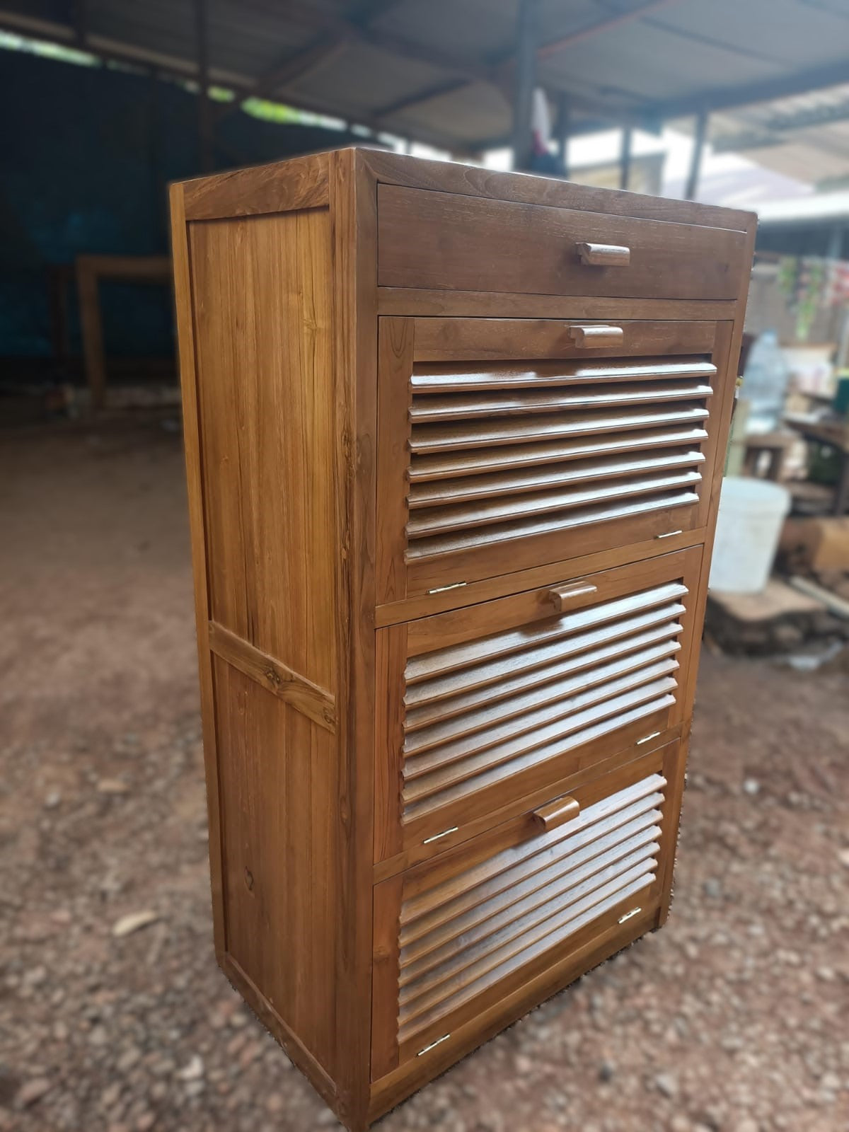 Teak shoe cabinet