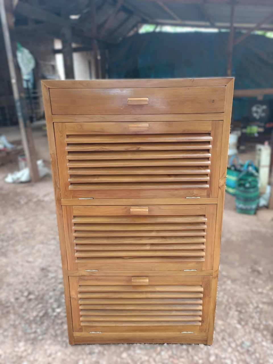 Teak shoe cabinet