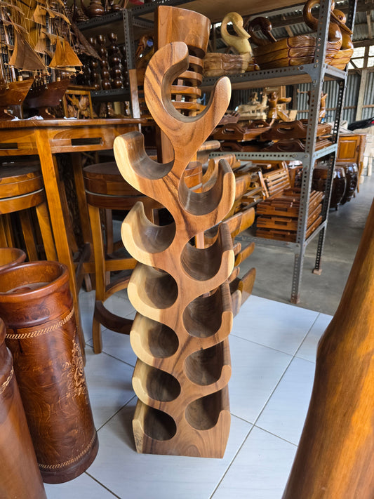 Teak wood bottle holder