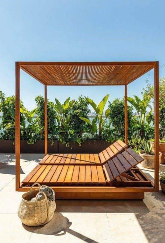 Teak sun lounger